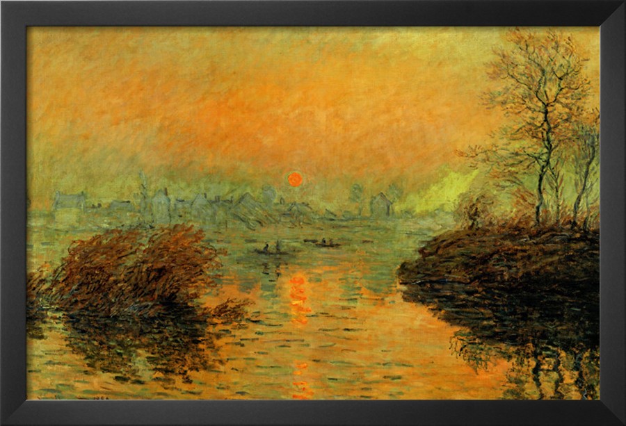 Setting Sun on the Seine at Lavacourt, Effect of Winter, 1880 - Claude Monet Paintings
